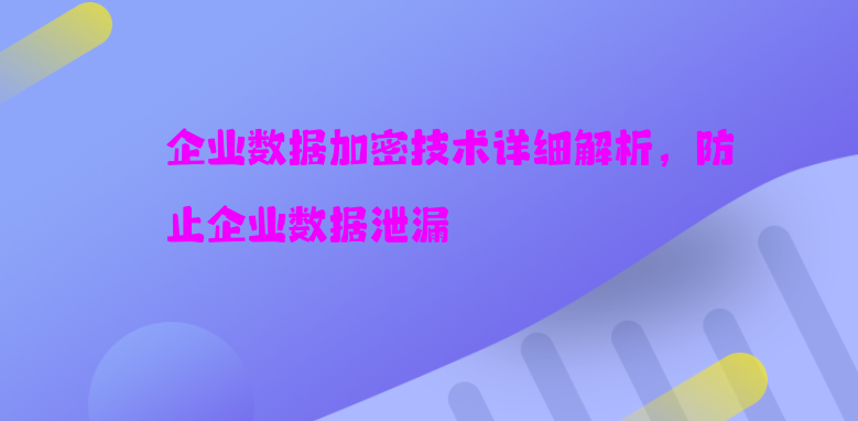 企业数据加密技术详细解析，防止企业数据泄漏