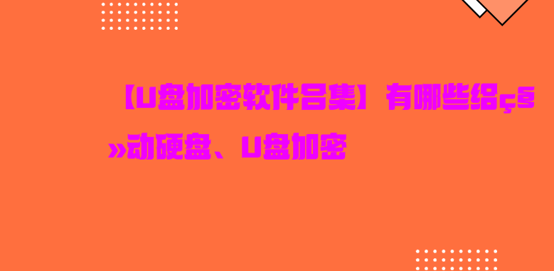 【U盘加密软件合集】有哪些给移动硬盘、U盘加密