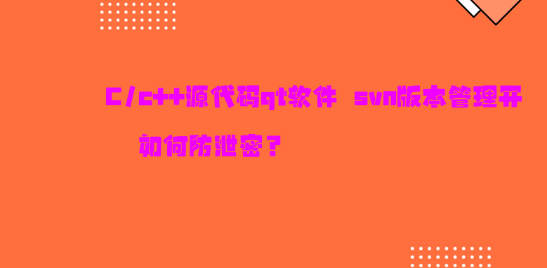 C/c++源代码qt软件 svn版本管理开发如何防泄密？