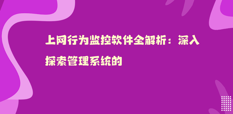 上网行为监控软件全解析：深入探索管理系统的